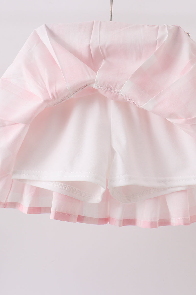 Pink Gingham Skorts Set