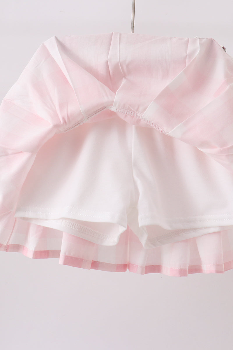 Pink Gingham Skorts Set