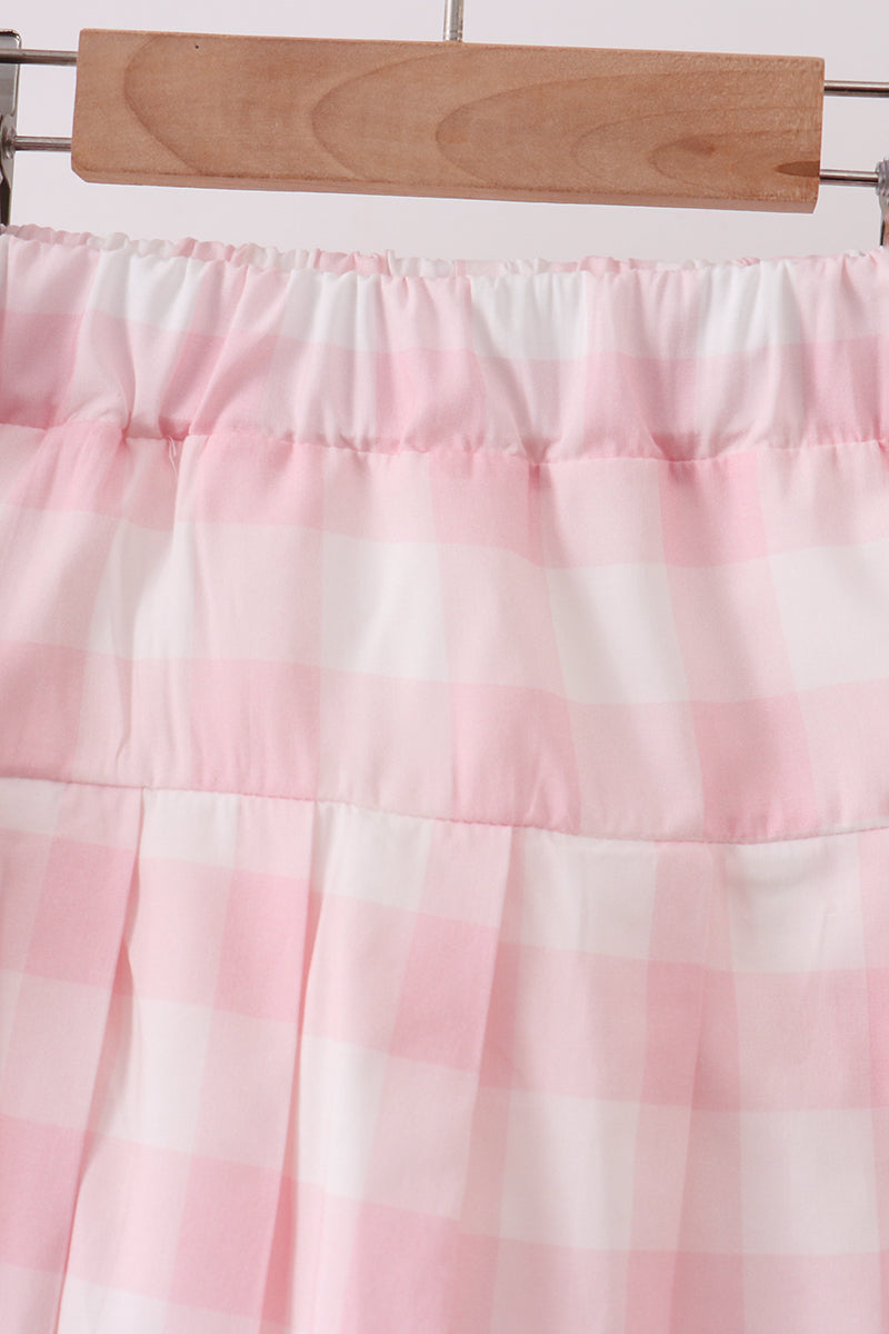 Pink Gingham Skorts Set