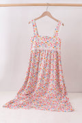 Coral Floral Print Mom Lace Dress