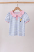 Purple Stripe Pencil Embroidered Top