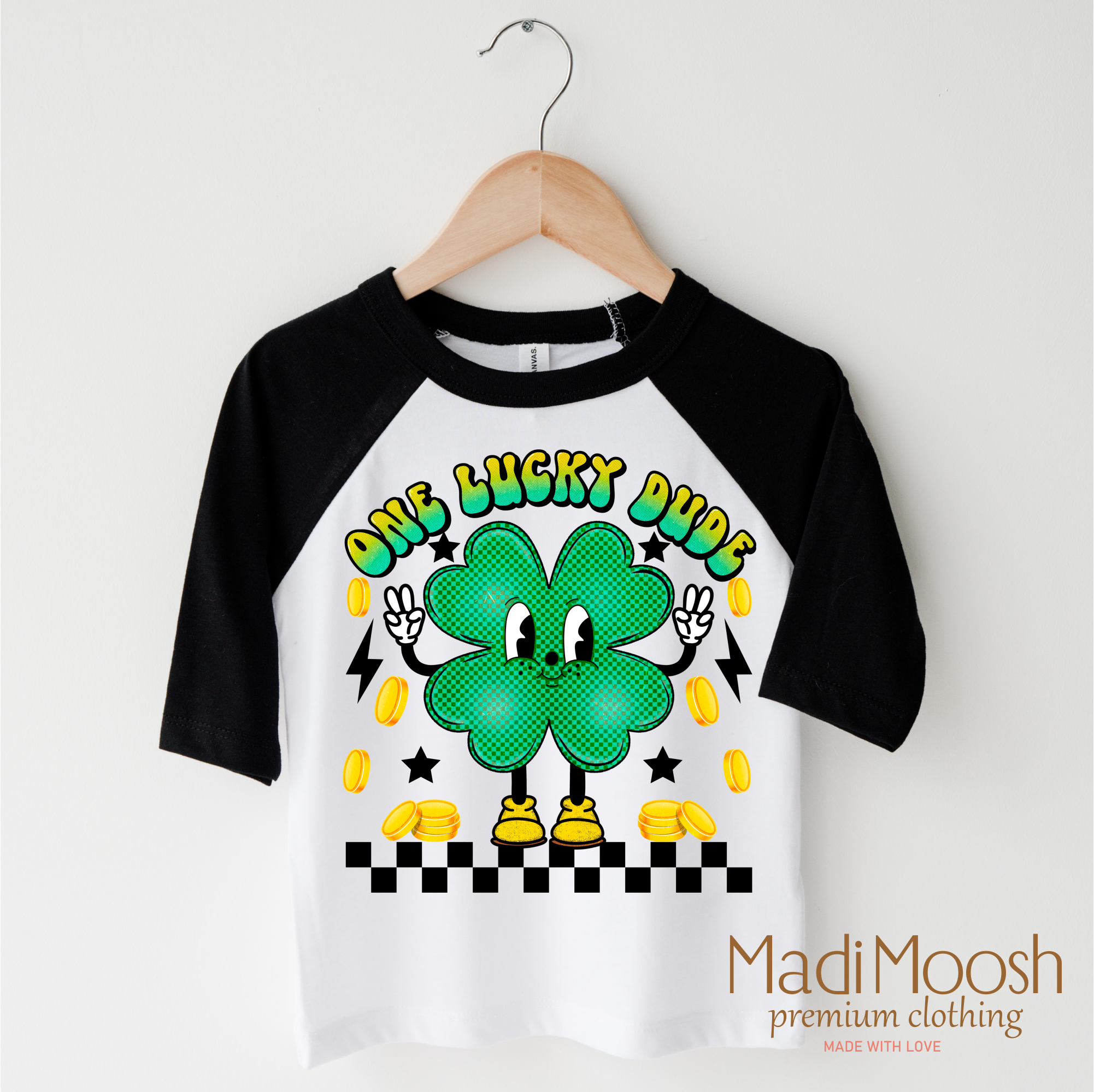 One Lucky Dude Retro St. Patrick's Day  Shirt - Kids St Patrick's Day Tee