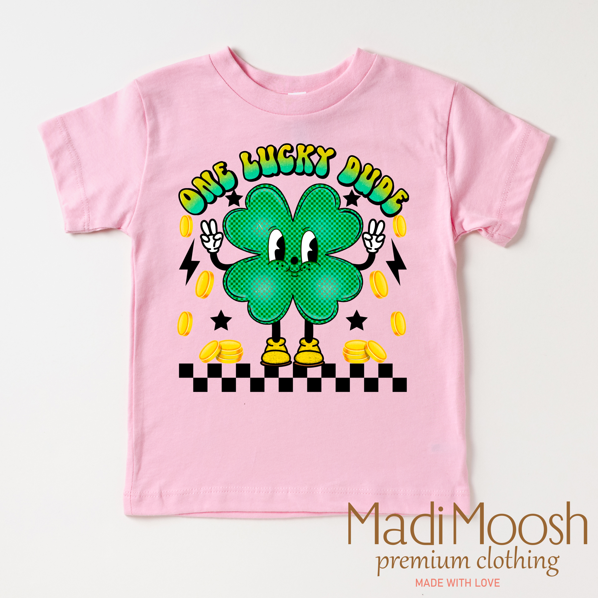 One Lucky Dude Retro St. Patrick's Day  Shirt - Kids St Patrick's Day Tee