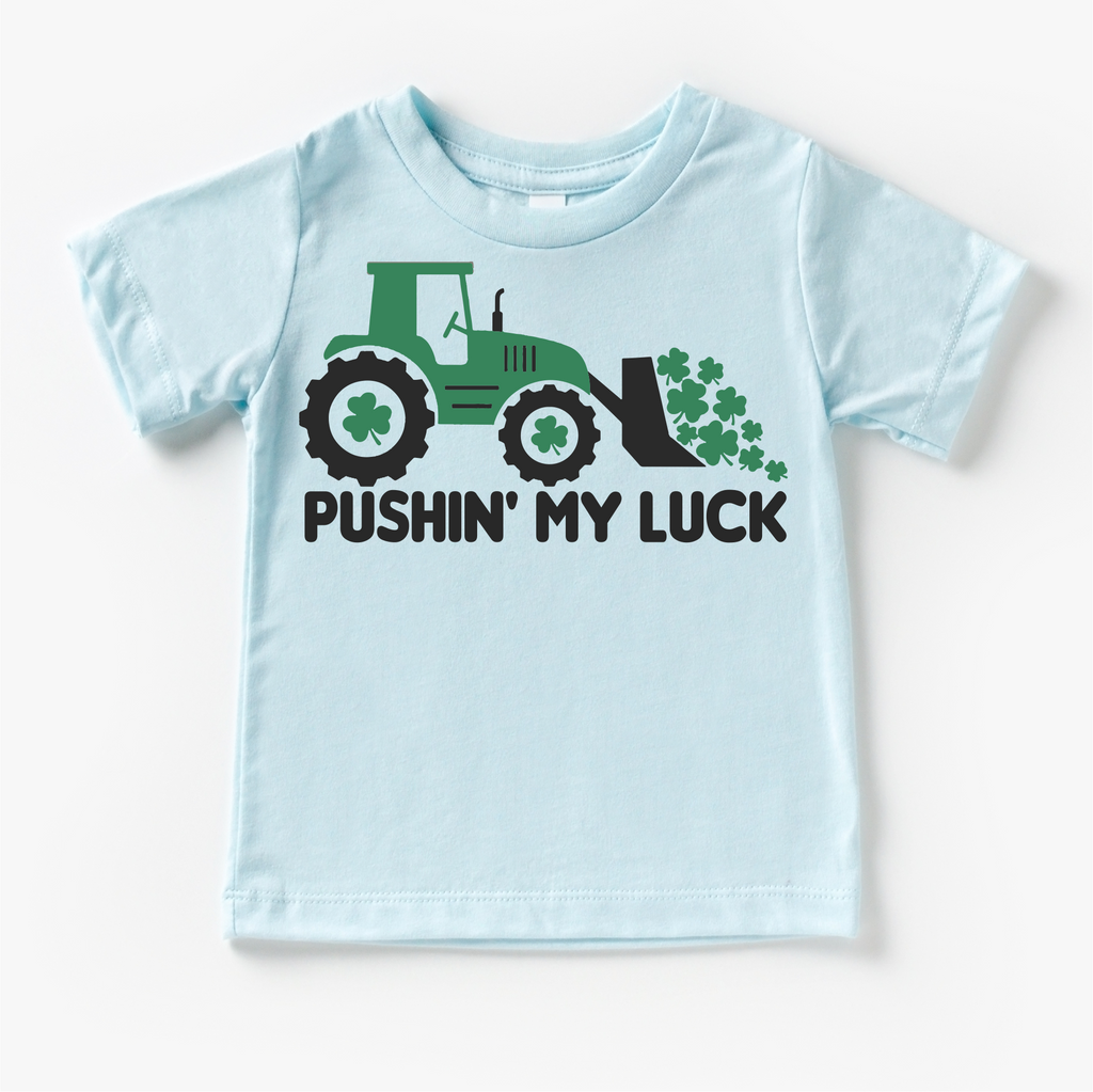 Pushing My Luck St. Patrick's Day Tractor  Shirt - Kids Irish Tee