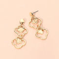 Hammered Metal Double Quatrefoil Link Drop Earrings