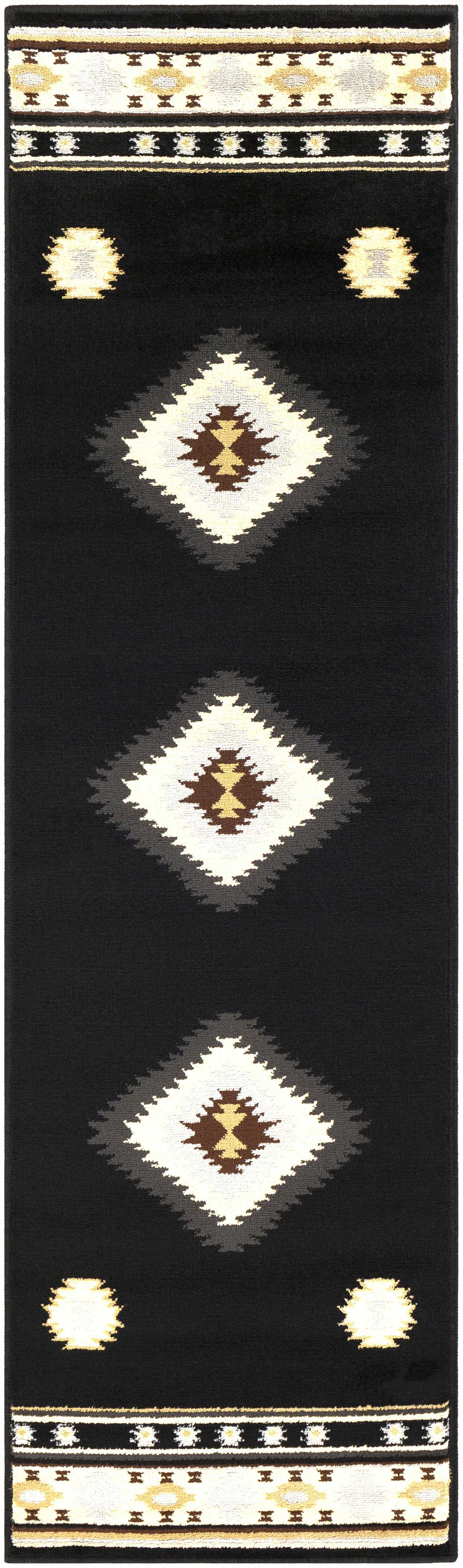 Buckhaven Black Southwestern Area Rug