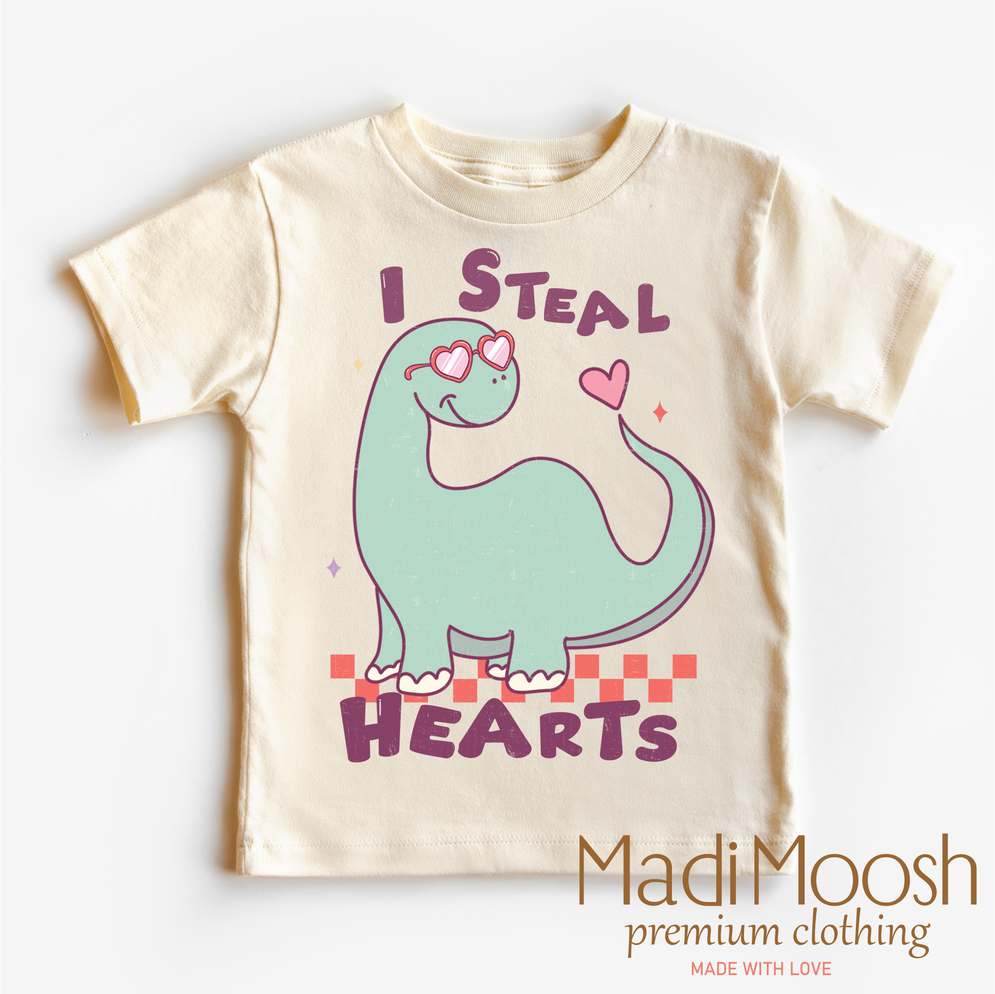 I Steal Hearts Dinosaur Valentine's Day Shirt - Valentine Tee