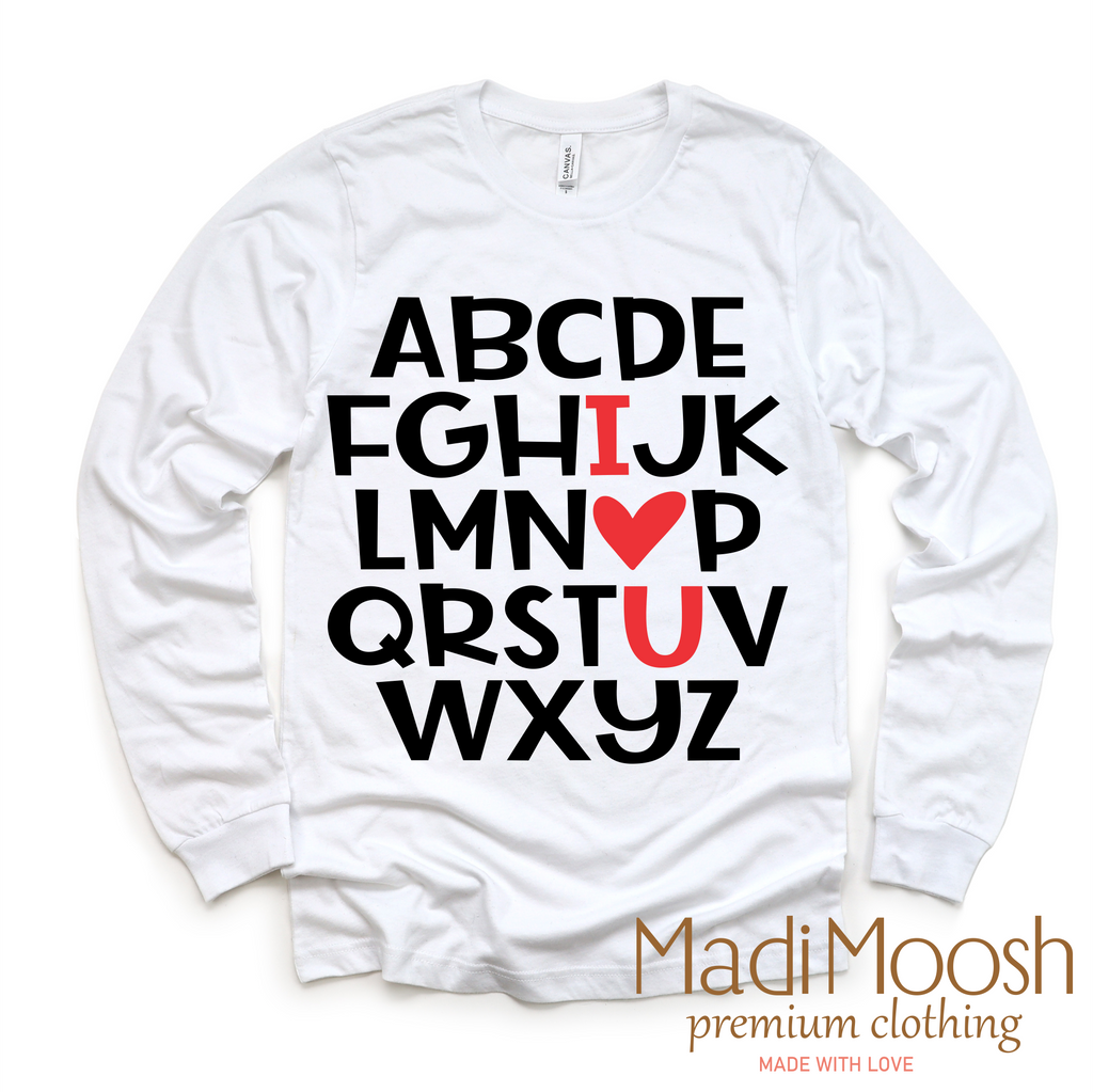 ABC I Love You Valentine's Day Shirt - Alphabet Valentine Tee