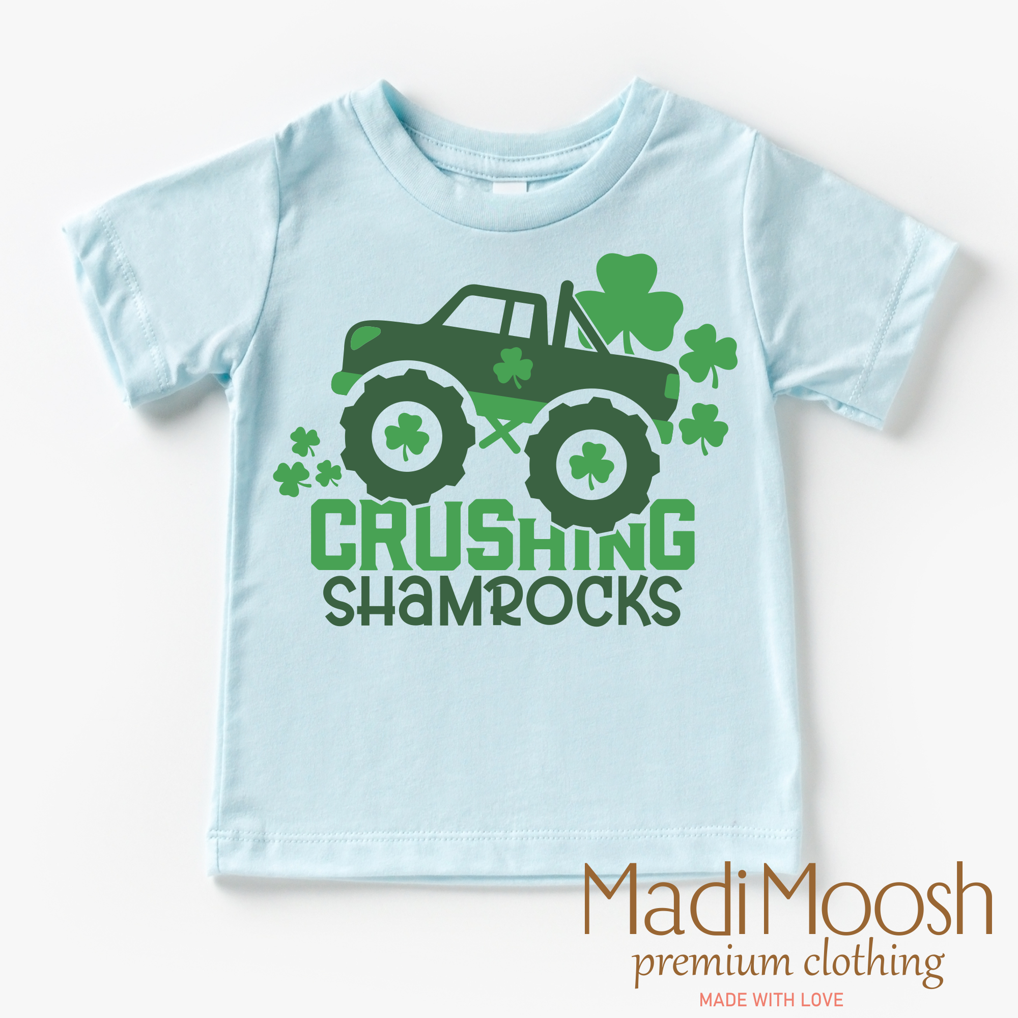 Crushing Shamrocks St. Patrick's Day Shirt - Monster Truck St. Patrick's Day Tee