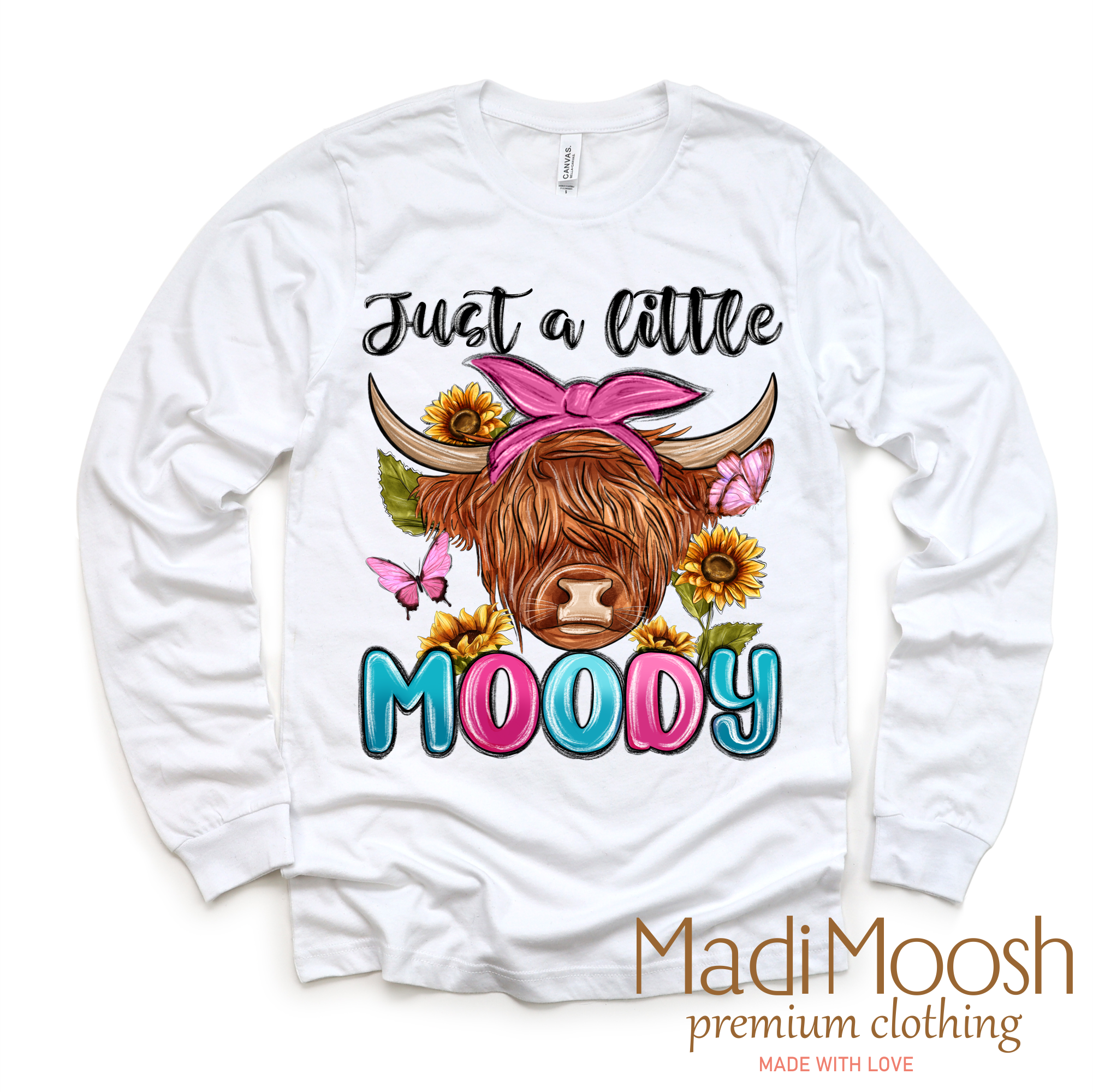 Just A Little Moody Highland Cow Shirt - Farm Tee
