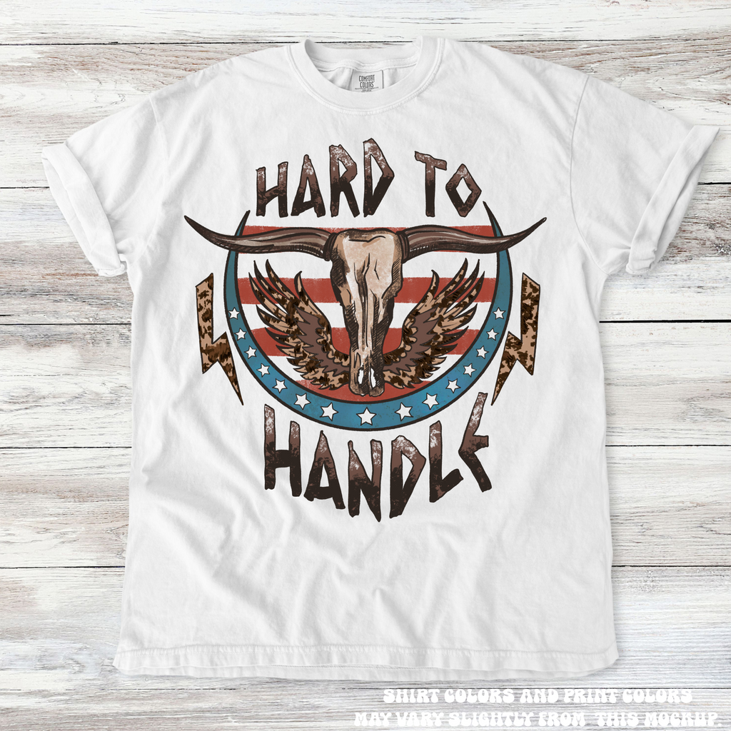 Hard To Handle Bull Skull Western Tee - Printed On Comfort Colors