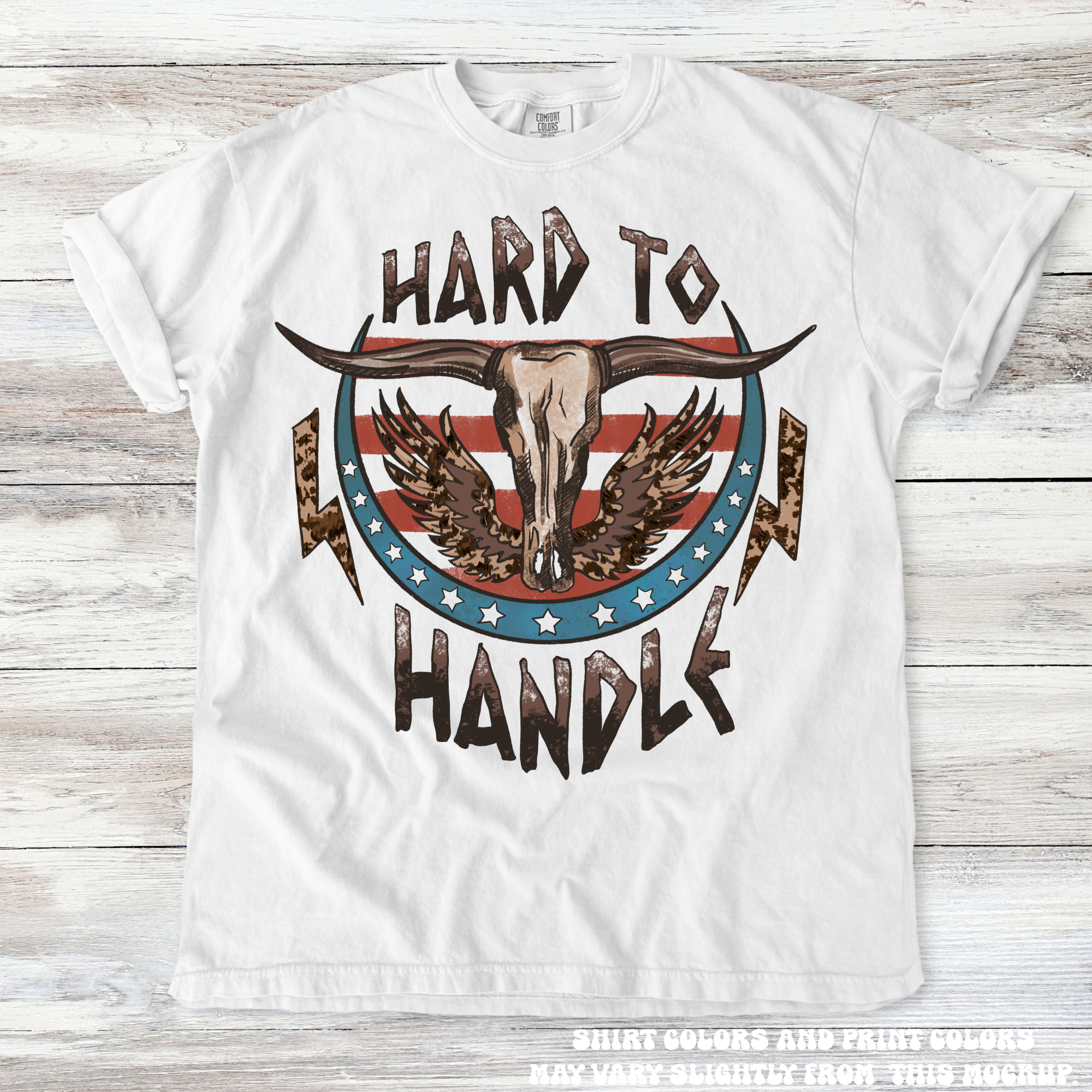 Hard To Handle Bull Skull Western Tee - Printed On Comfort Colors