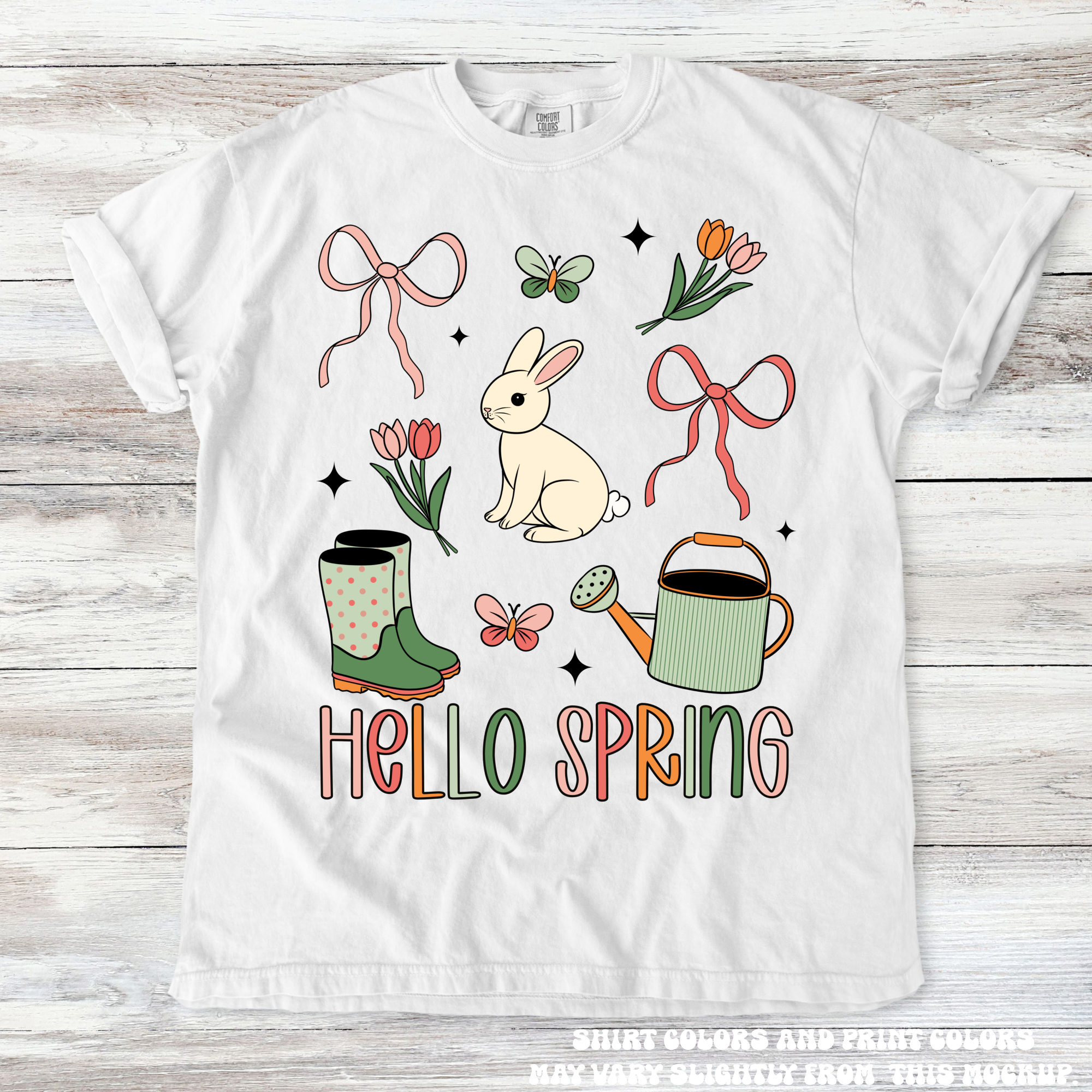 Hello Spring Grading Easter Bunny Tee - Printed On Comfort Colors