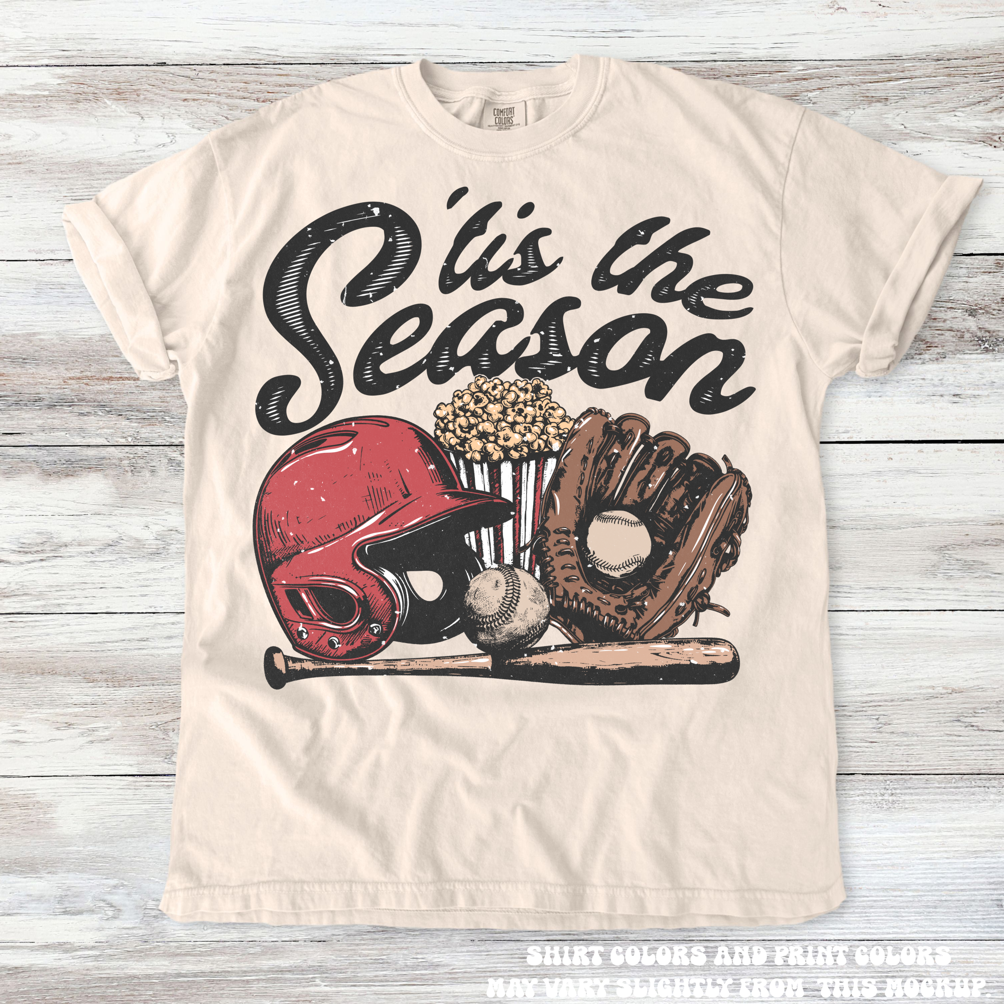 Retro Baseball Tis The Season Shirt - Printed On Comfort Colors