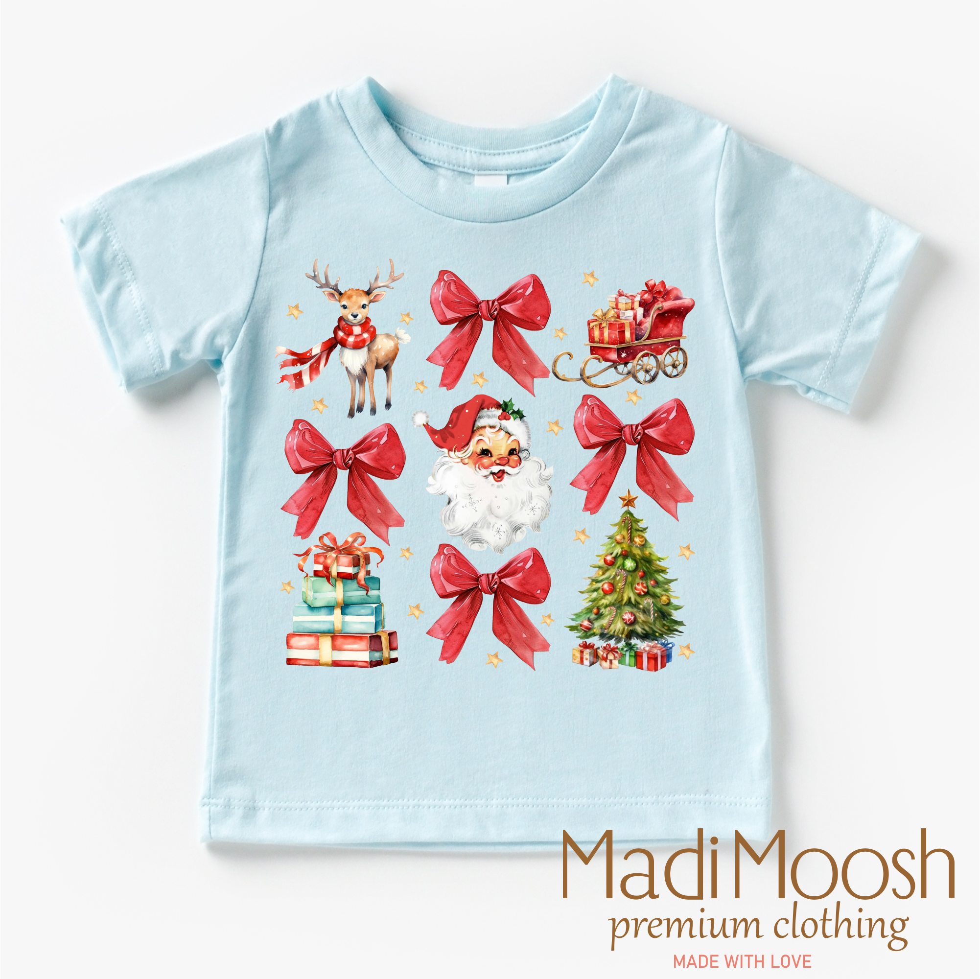 Santa Bows and Christmas Shirt - Christmas Tee