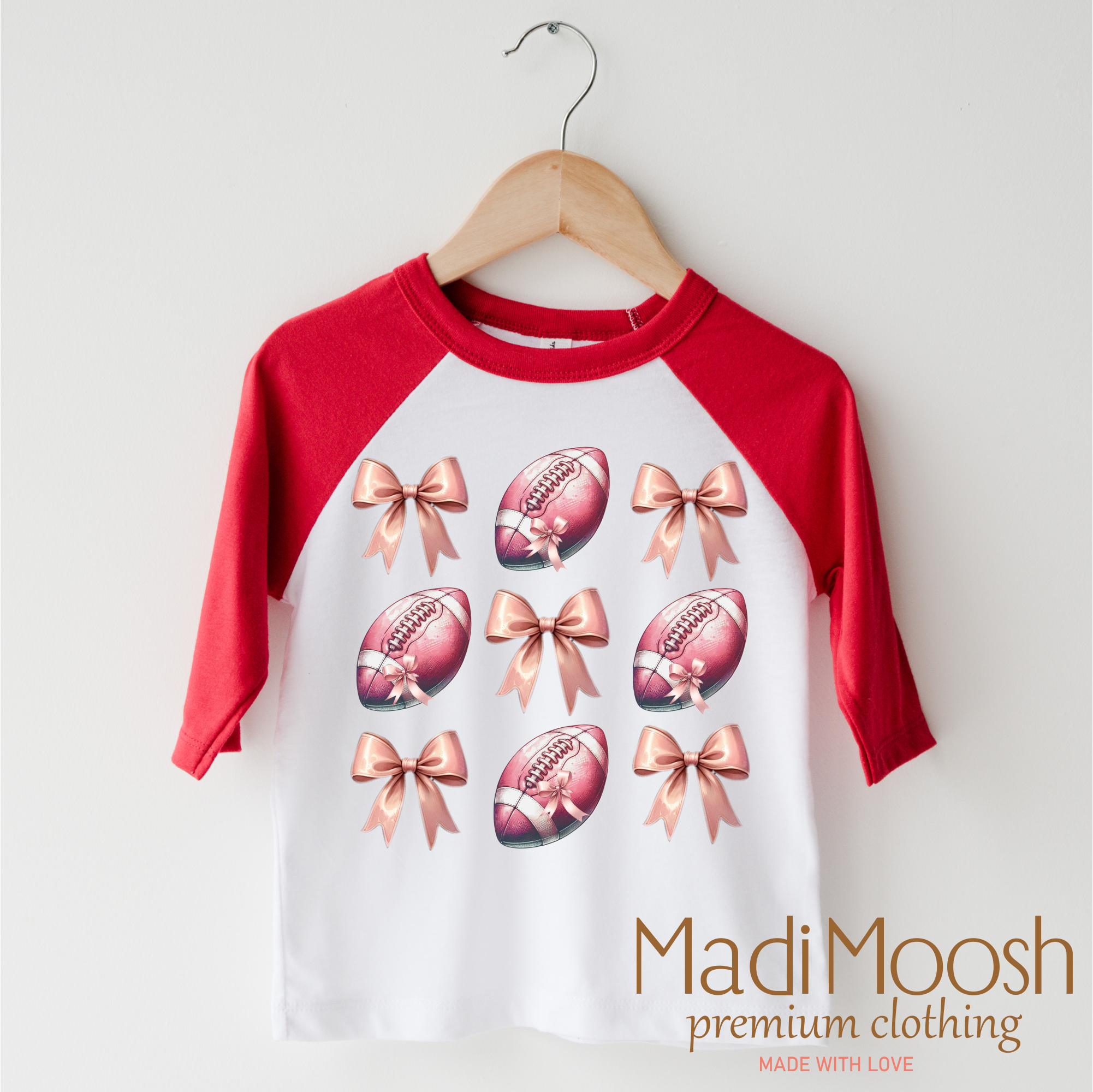 Football And Bows Shirt - Football Tee