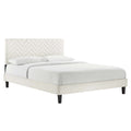 Leah Tapered Wood Leg Chevron Tufted Performance Velvet Platform Bed by Modway