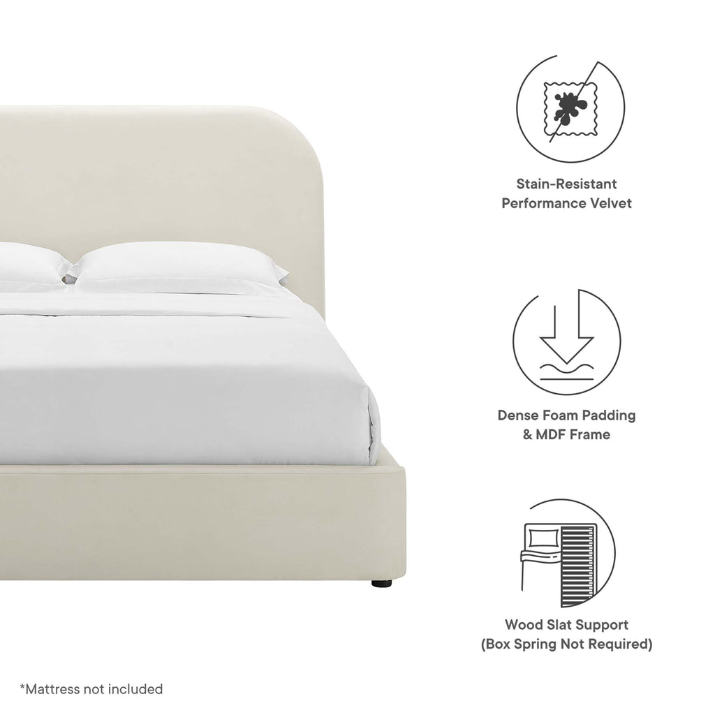 Keynote Performance Velvet Curved Platform Bed by Modway