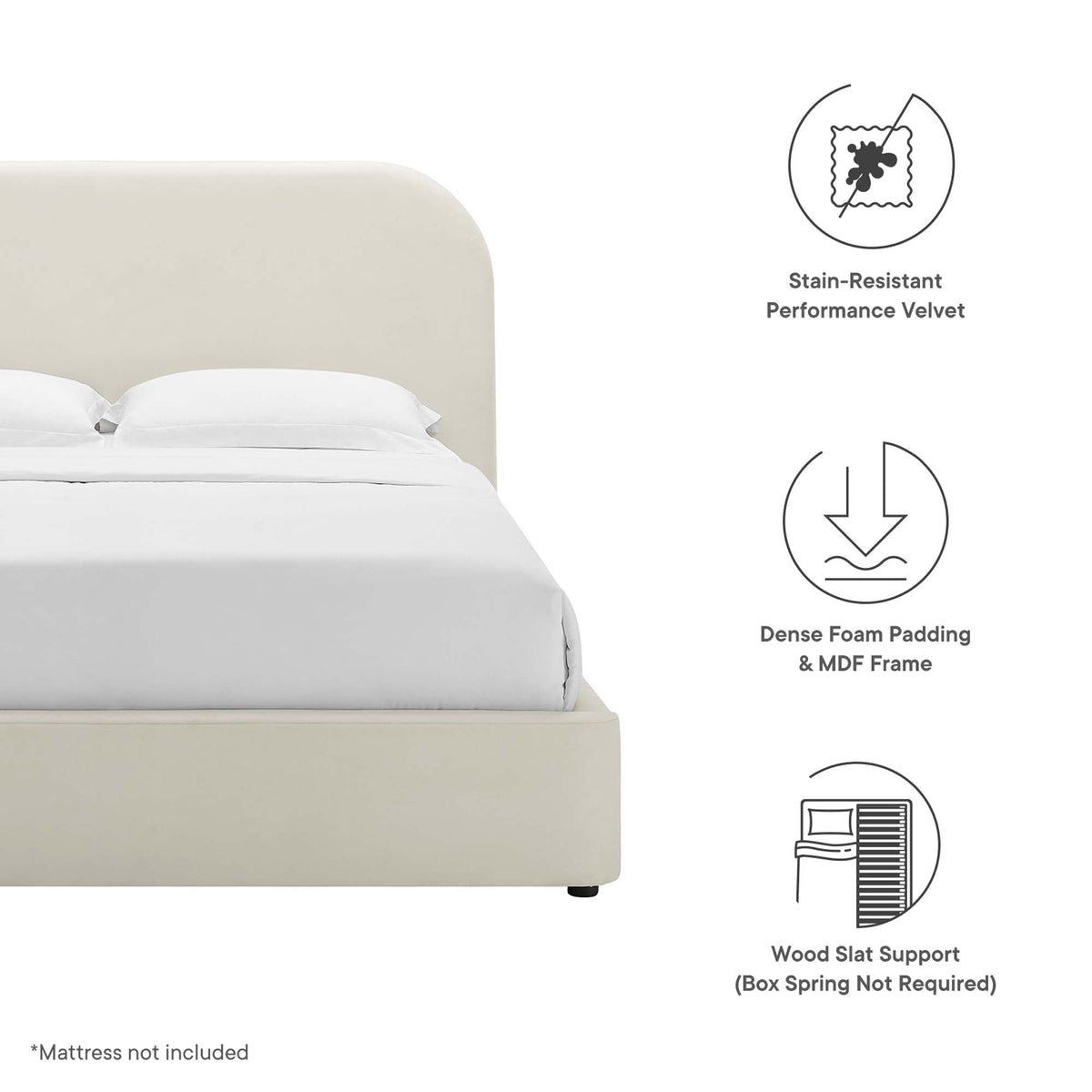 Keynote Performance Velvet Curved Platform Bed by Modway