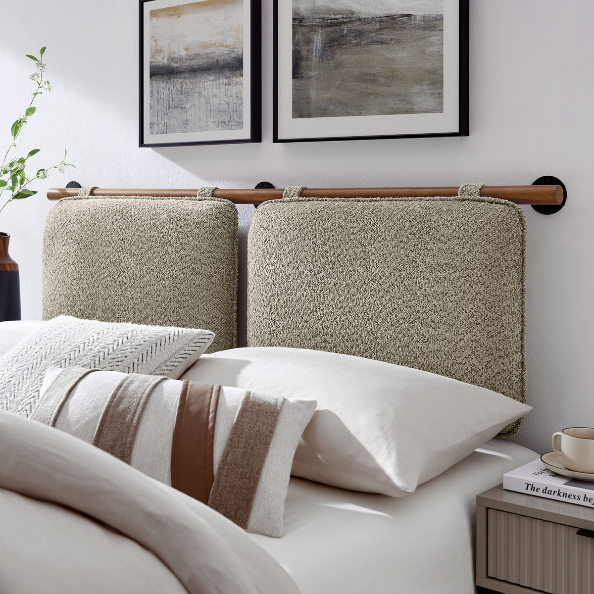 Anela Wall-Mounted Chenille Upholstered Queen Headboard by Modway