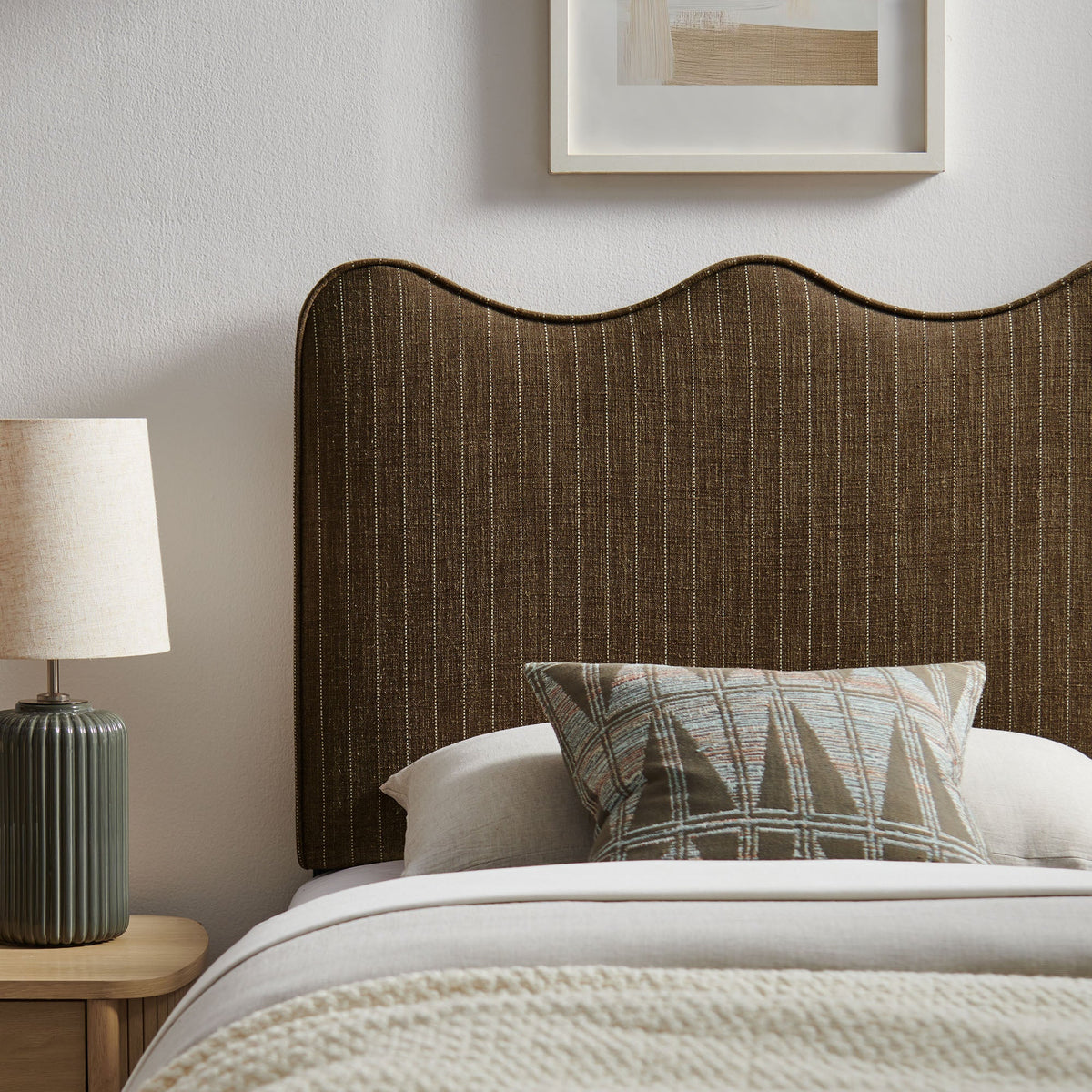 Athena Striped Fabric Upholstered Headboard by Modway