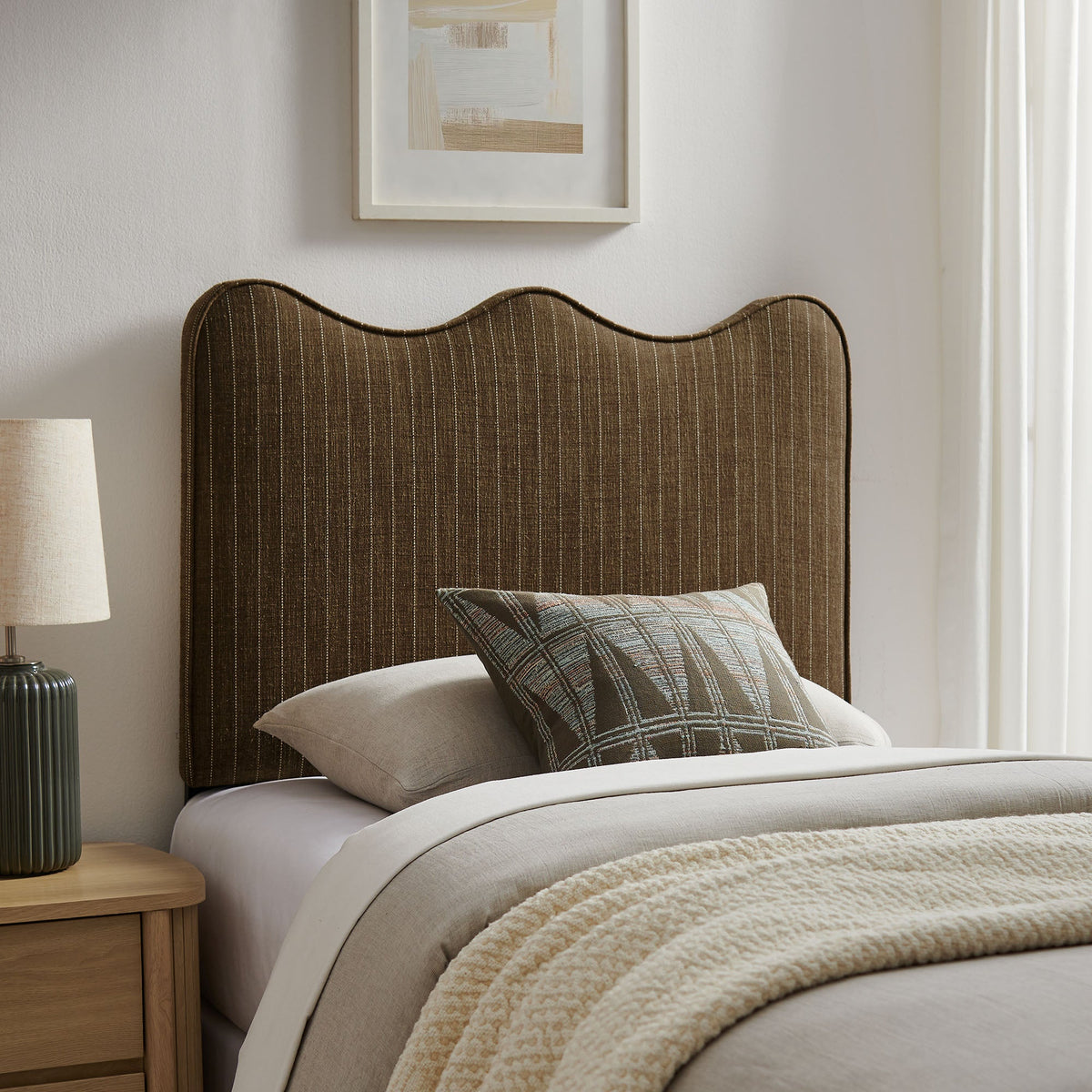 Athena Striped Fabric Upholstered Headboard by Modway