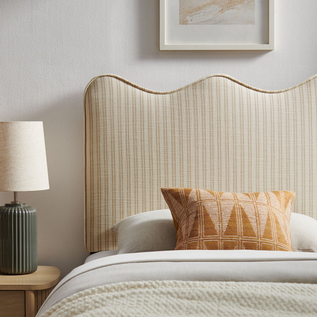 Athena Striped Fabric Upholstered Headboard by Modway