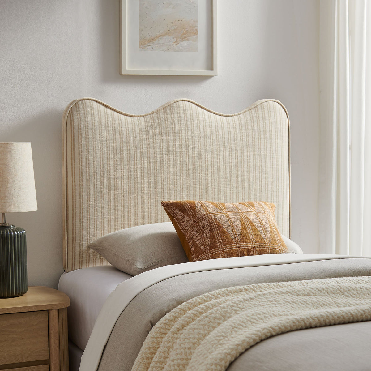 Athena Striped Fabric Upholstered Headboard by Modway