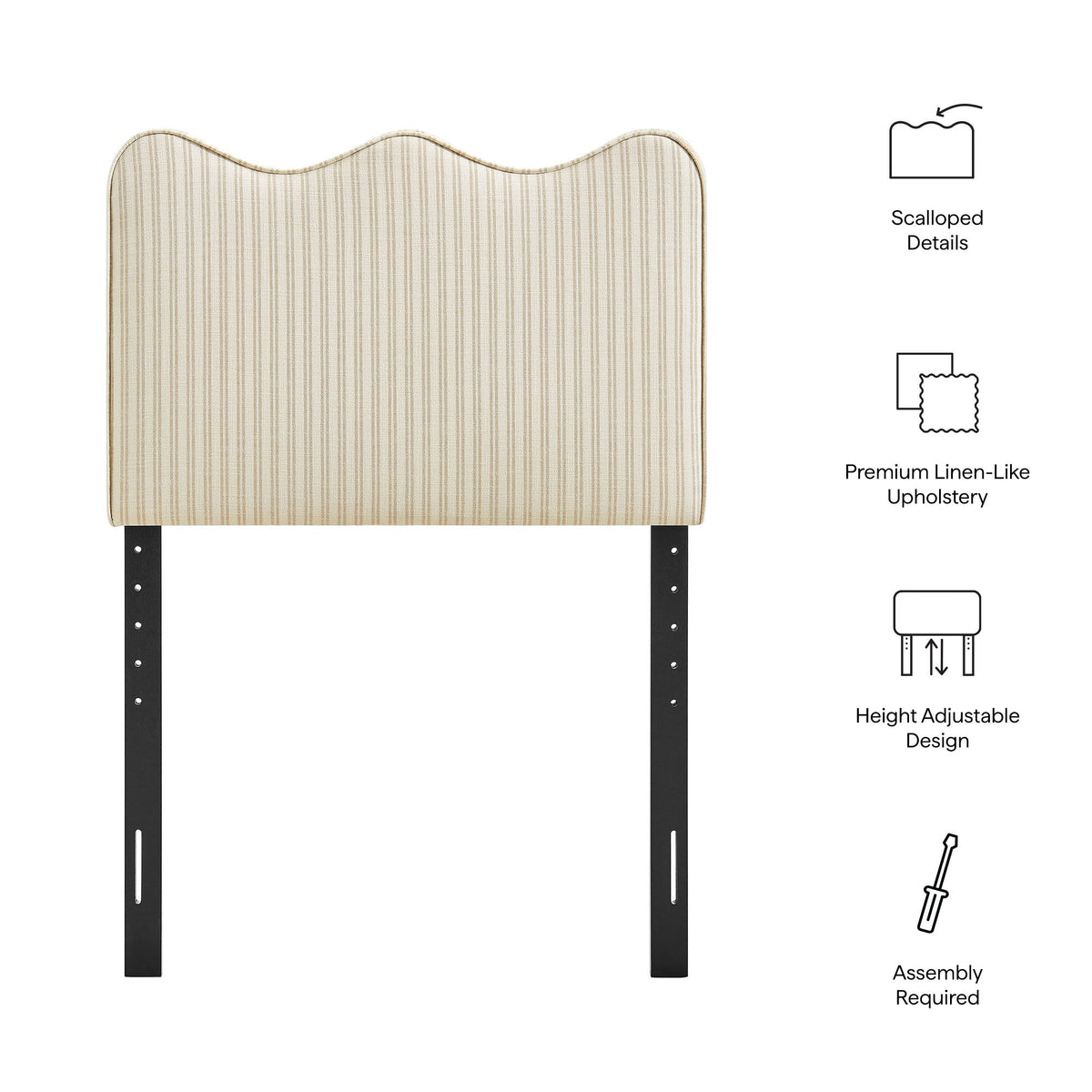 Athena Striped Fabric Upholstered Headboard by Modway