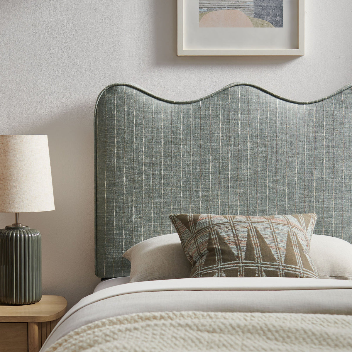 Athena Striped Fabric Upholstered Headboard by Modway