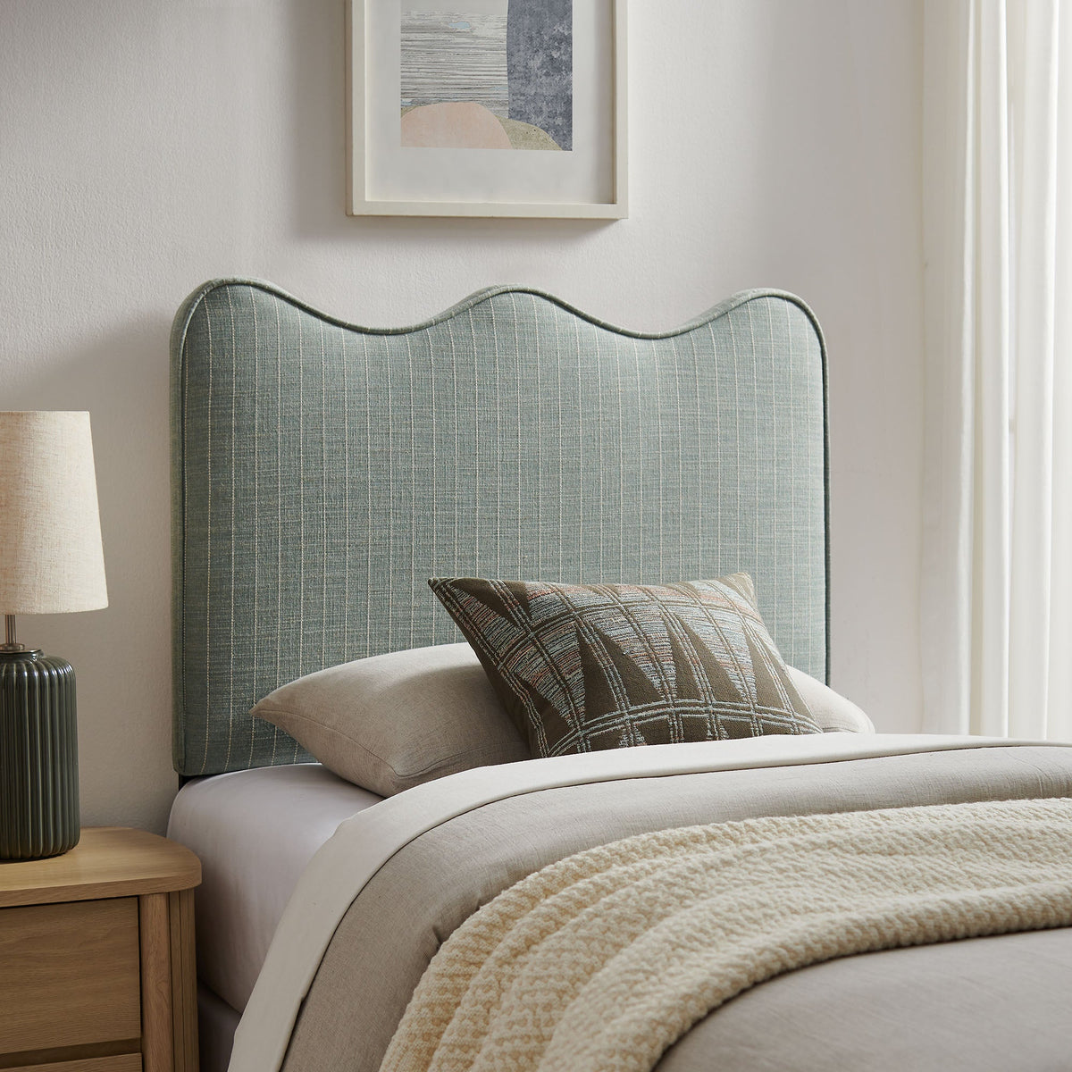 Athena Striped Fabric Upholstered Headboard by Modway