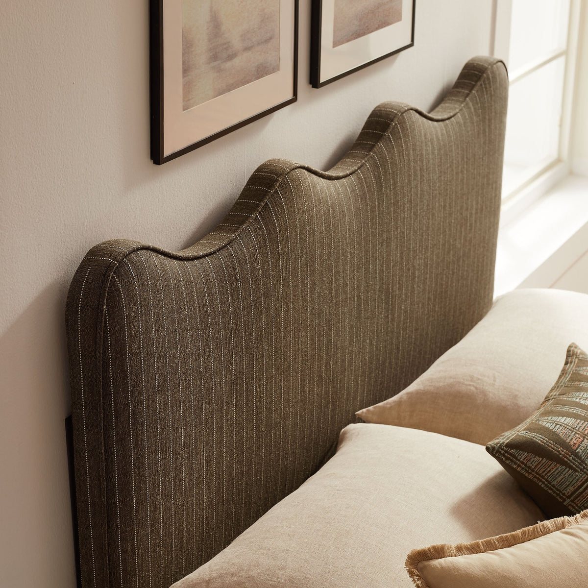 Athena Striped Fabric Upholstered Headboard by Modway
