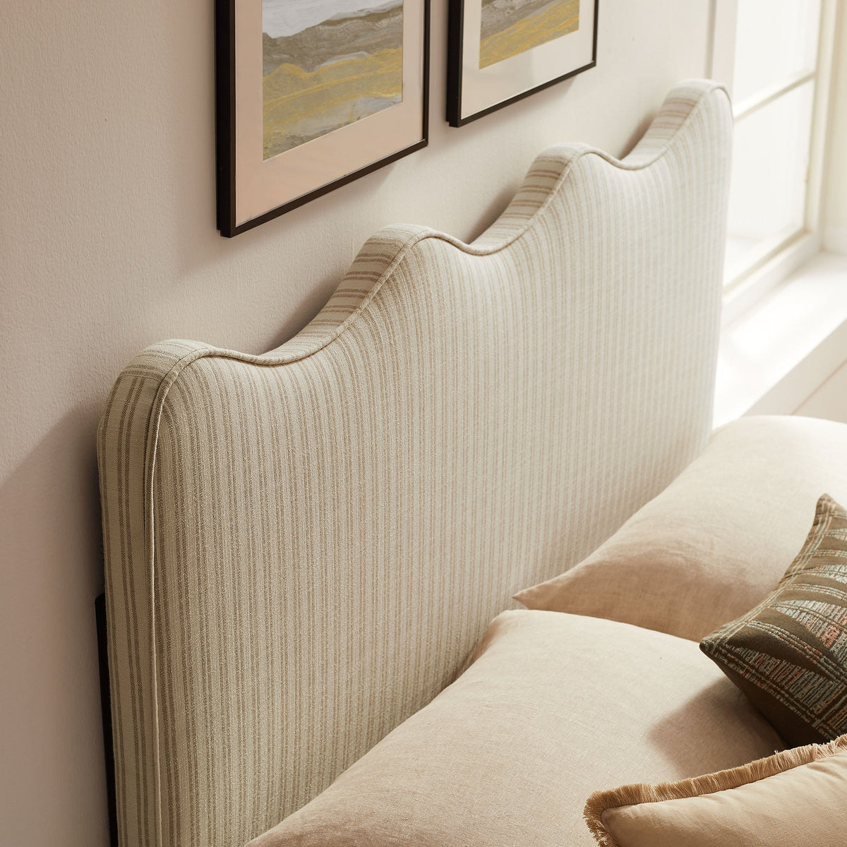 Athena Striped Fabric Upholstered Headboard by Modway