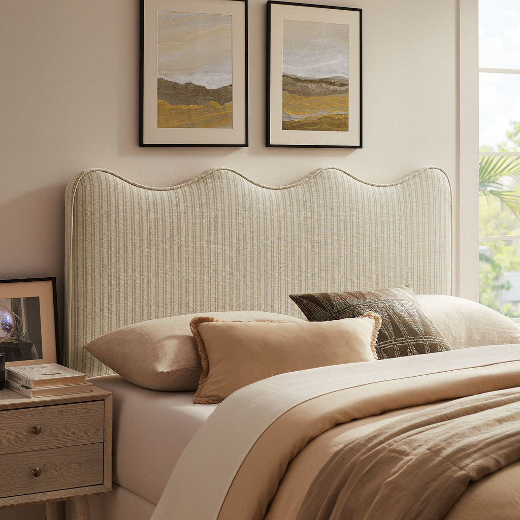 Athena Striped Fabric Upholstered Headboard by Modway