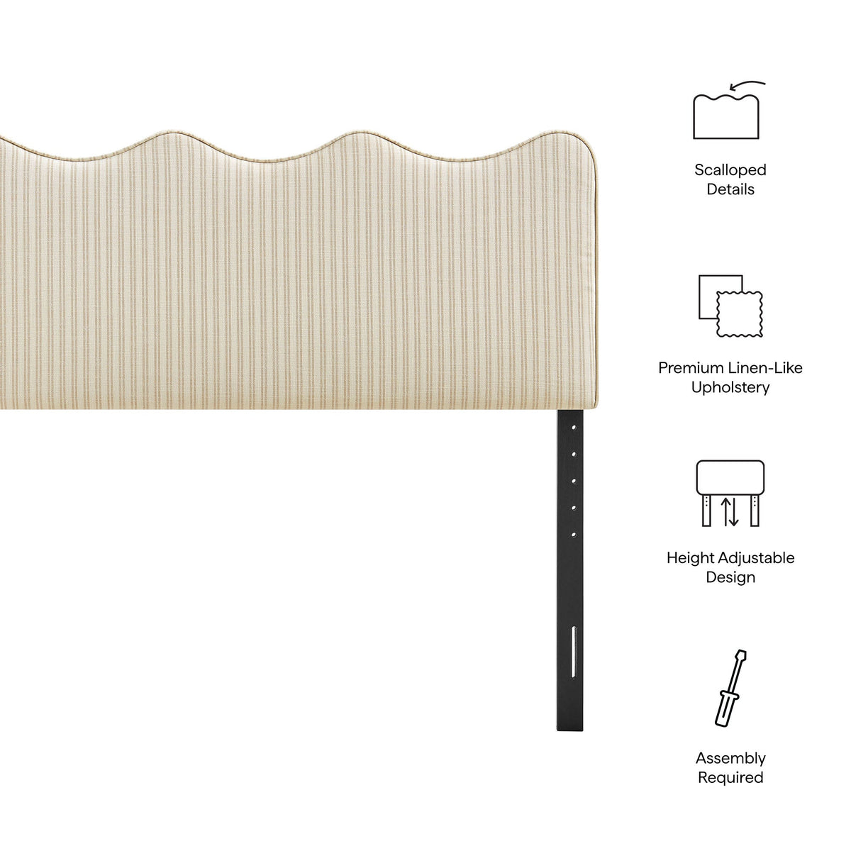 Athena Striped Fabric Upholstered Headboard by Modway