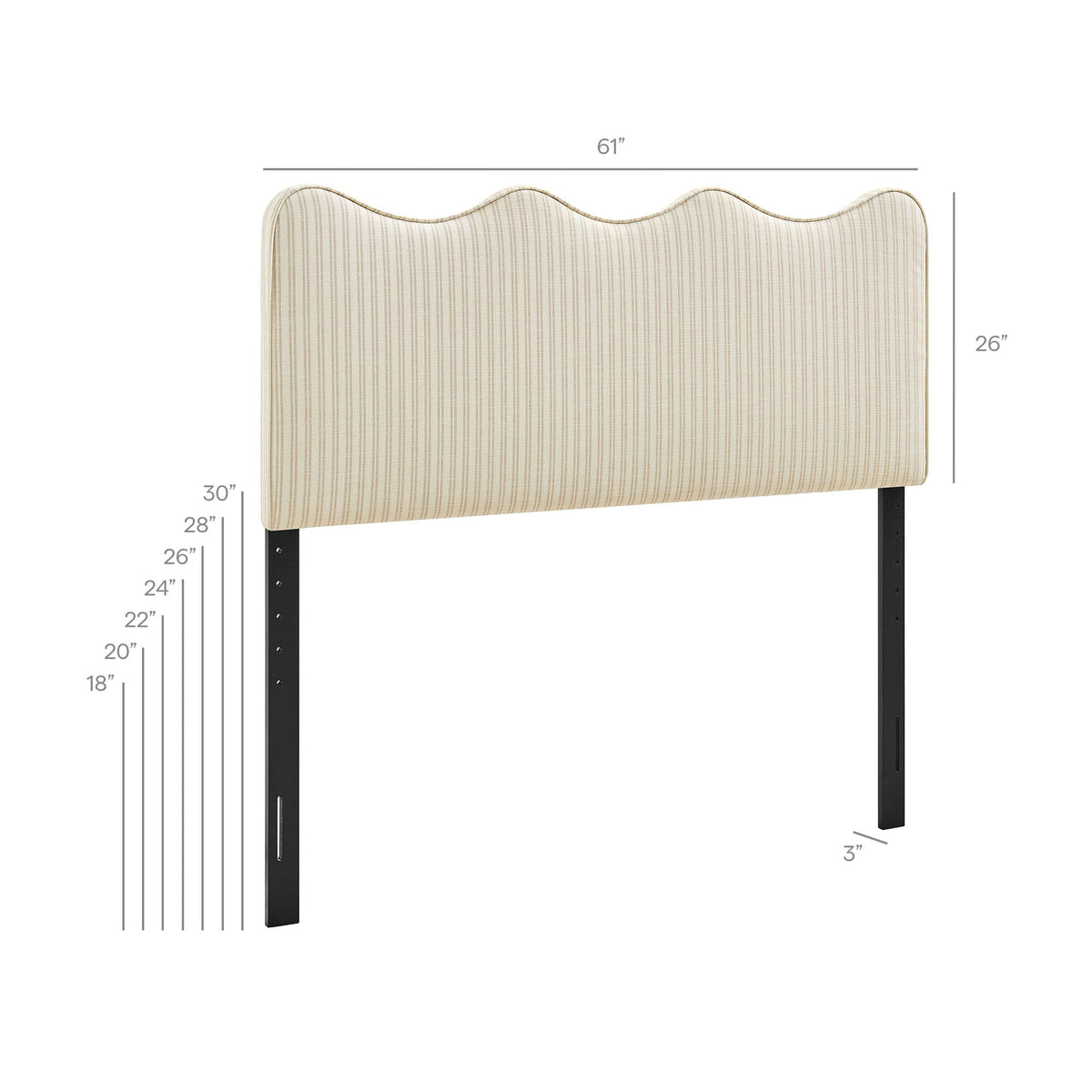 Athena Striped Fabric Upholstered Headboard by Modway