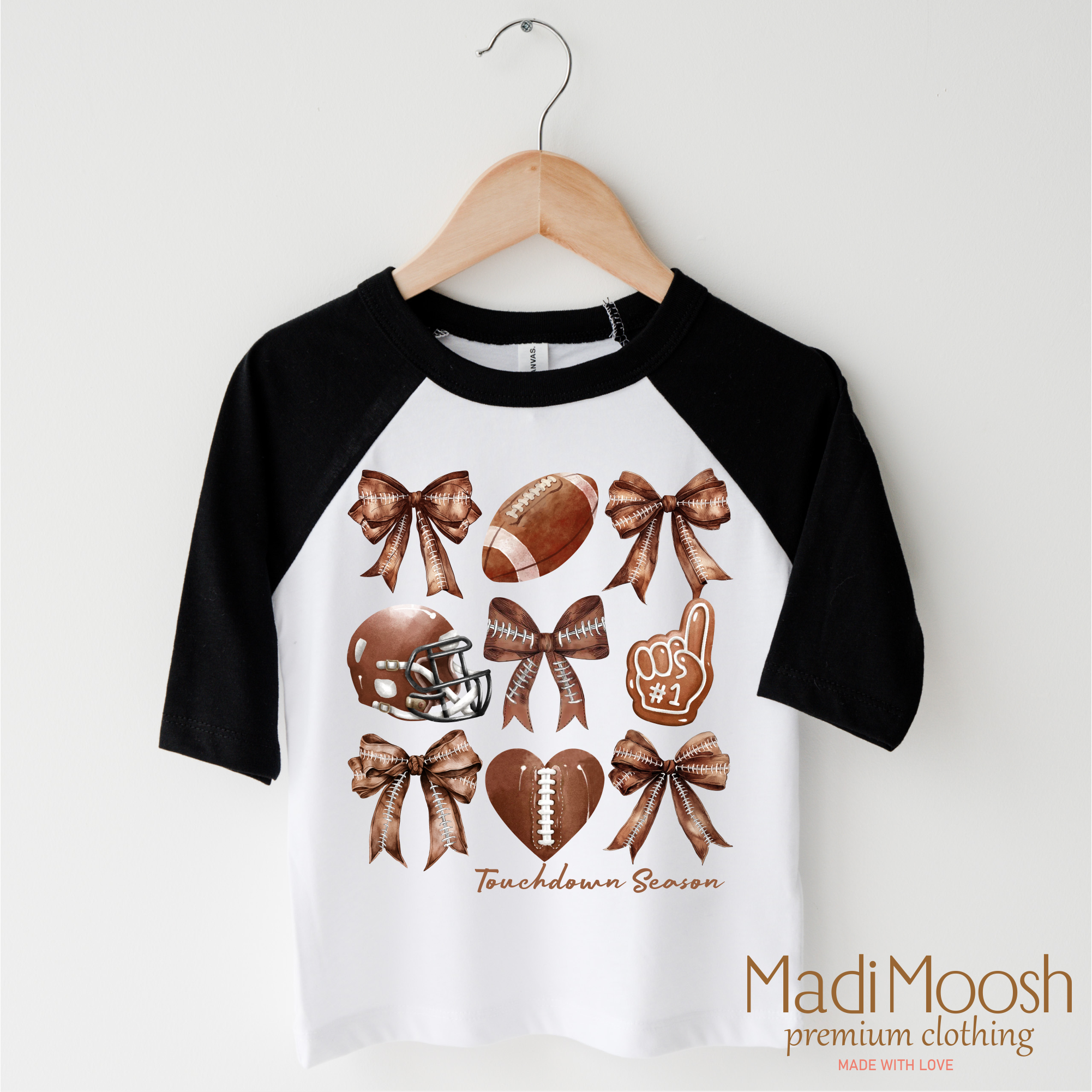 Football And Bows Girls Shirt - Football Tee