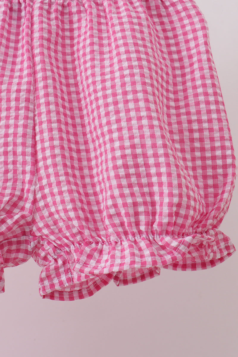 Pink cherry gingham shorts set