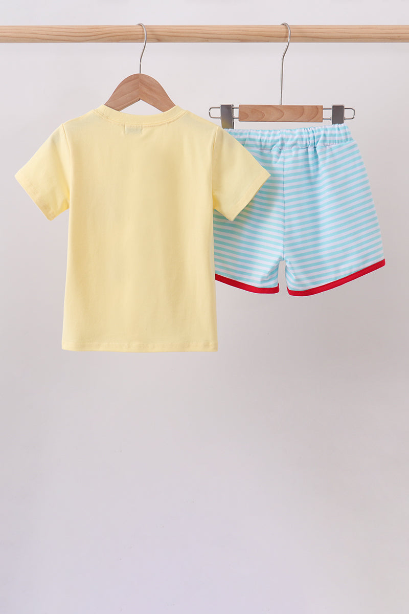 Yellow Apple Embroidery Pocket Set