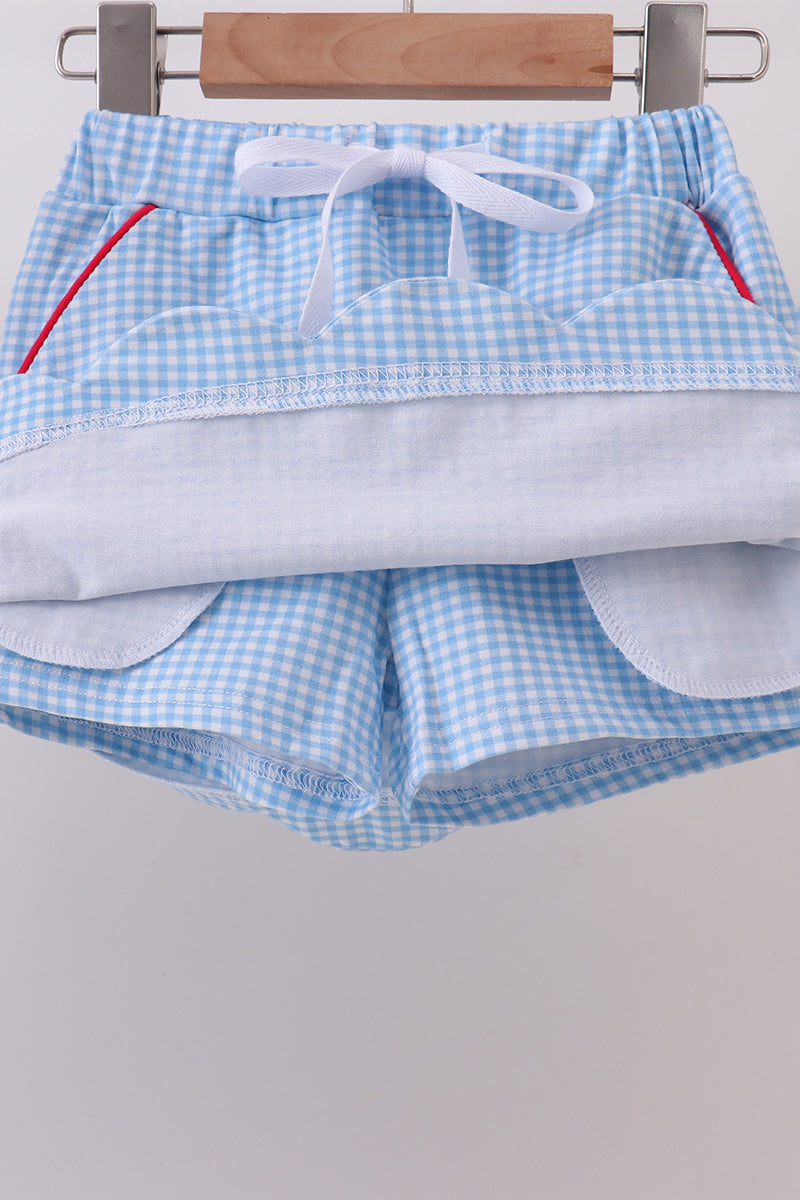 Blue Apple Applique Skorts Set