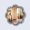 Make To Order blue white bone inlay scalloped wall mirror 18 inches