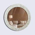 make to order mother of pearl resin inlay wall hanging mirror frame 22 dia