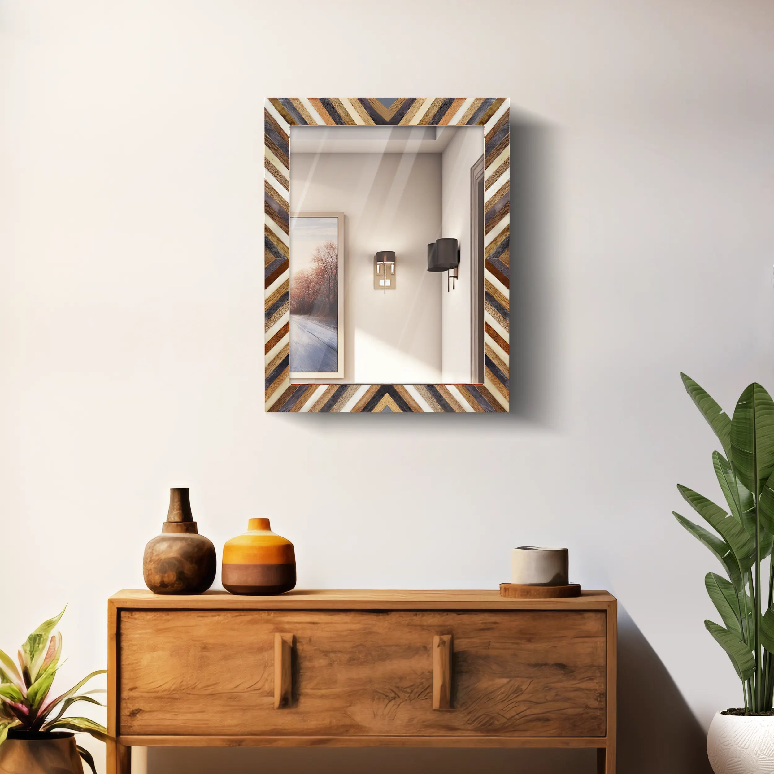 Make to Order resin inlay wall mirror frame hypno daze pattern 18x24
