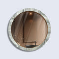 Wall Mirror Round Chevron Art Inspired  Bone Inlay Wall Hanging Mirror Frame,  24" Dia
