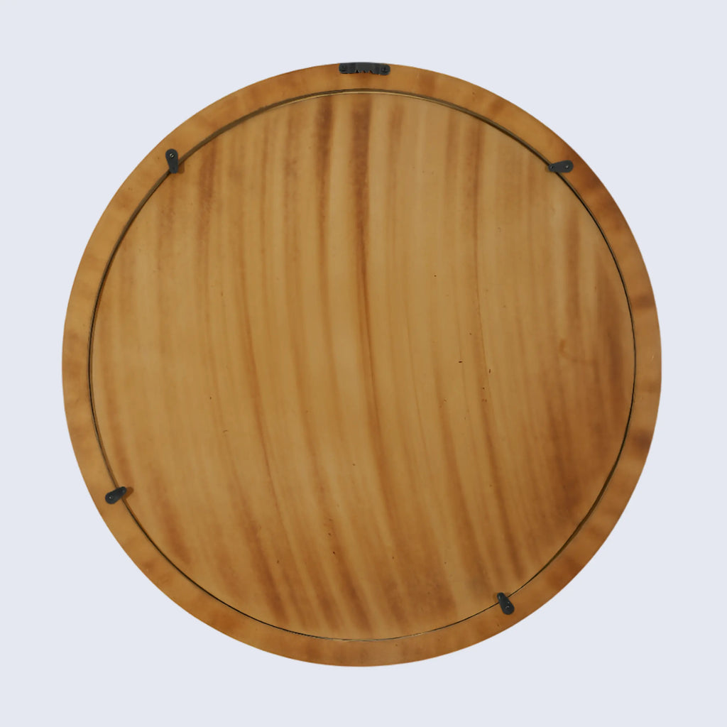 Wall Mirror Round Chevron Art Inspired  Bone Inlay Wall Hanging Mirror Frame,  24" Dia