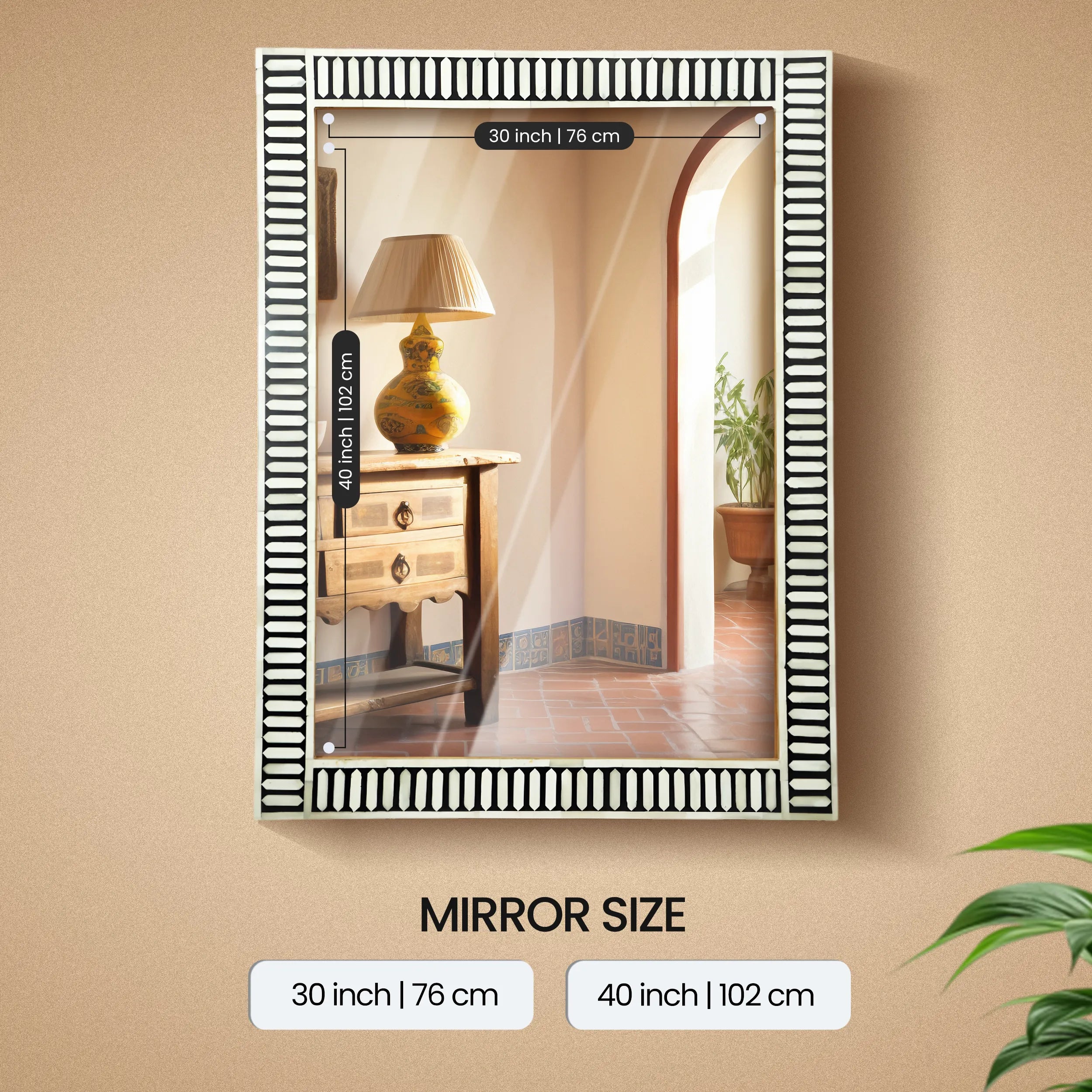 Make To Order bone resin inlay wall hanging mirror fame 40x30