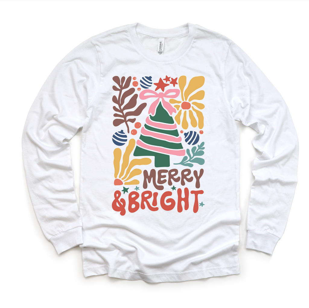 Boho Merry And Bright Christmas Shirt -  Long Sleeve Tees & Sweatshirts