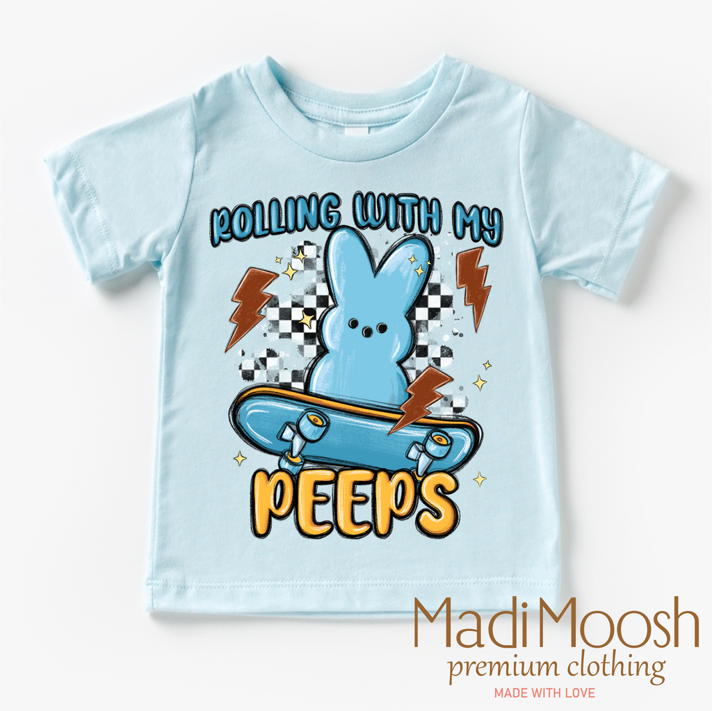 Rolling With My Peeps Easer Shirt - Boys Skater Easter Tee