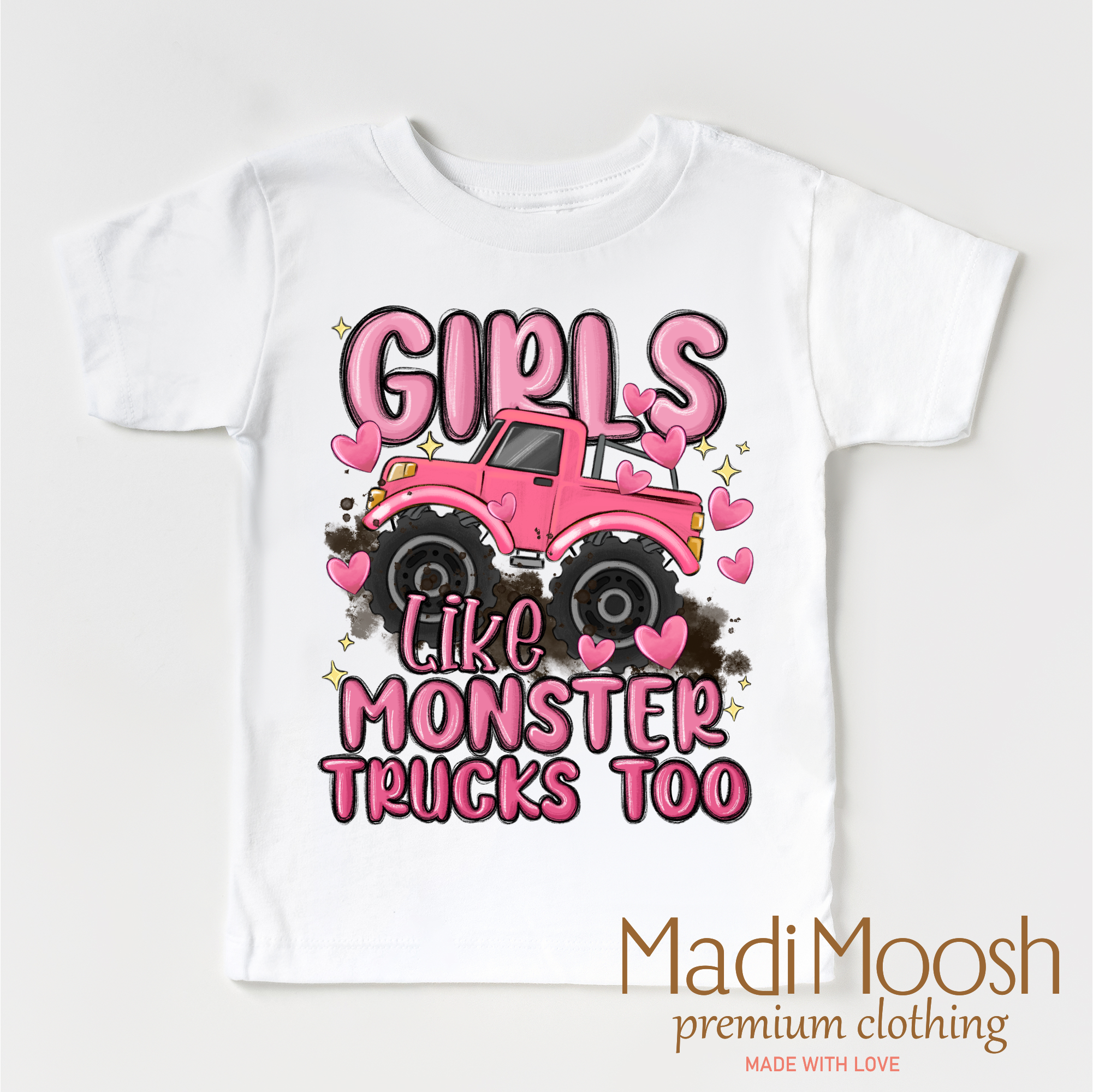 Girls Like Monster Trucks Too Shirt - Kids Monster Truck Tee