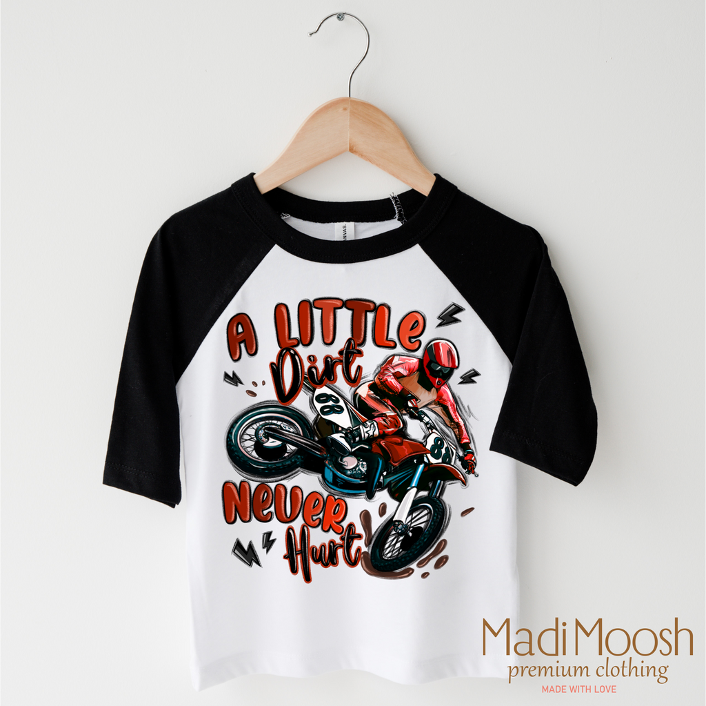 Motocross A Little Dirt Never Hurt Shirt - Boys Motorcycle Tee